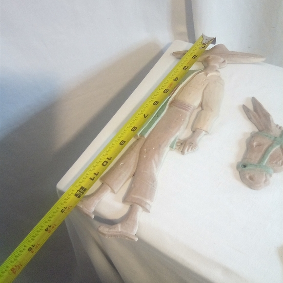 VINTAGE MEXICAN MAN AND BURRO DONKEY CAST METAL WALL ART HANGING MINT MARKED - Picture 10 of 12